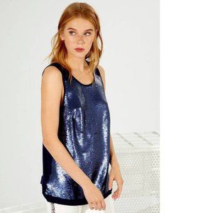 Vilagallo Constance Sequin Tank Navy Blue Size 12 US